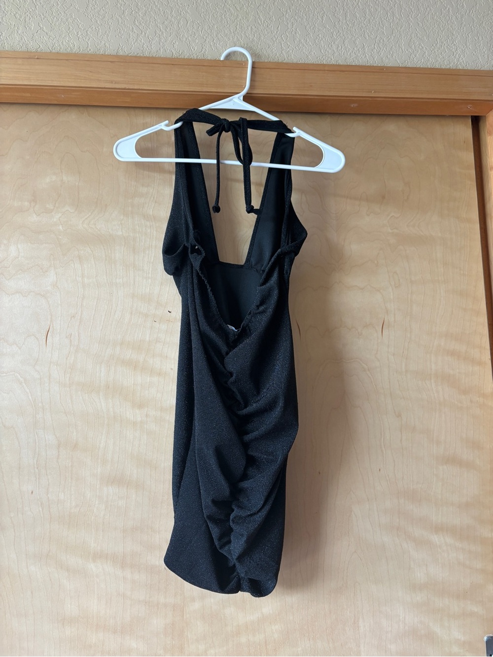 PrettyLittleThing Black Sparkle Halter Dress